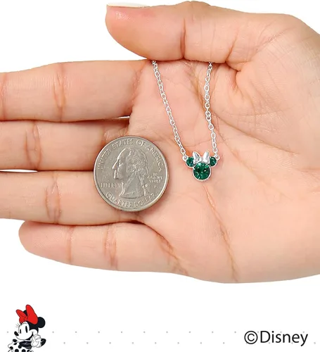 Miniatura 5 de Disney Minnie Mouse Crystal Birthstone Jewelry, Birth Month Pendant Necklace, Silver Plated