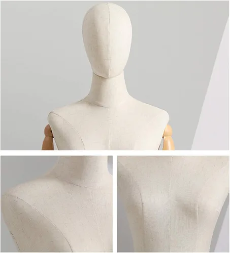 Miniatura 3 de Adjustable Mannequin Dress Form Torso with Head & Wooden Arm - Female Clothing Display with Tripod Stand - 3 Color Options for Fashion Retail & Black