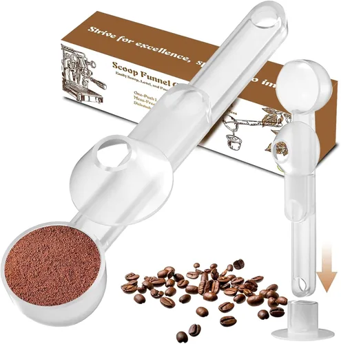 Miniatura 15 de Cuchara de café con embudo para café molido, proteína en polvo y té, para recarga reutilizable de taza K, 2 cucharadas sin desorden, diseño de Negro