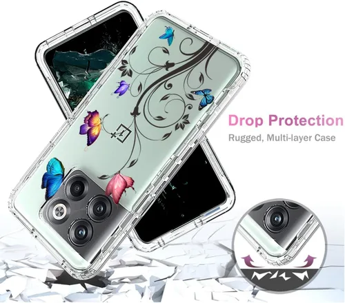 Miniatura 7 de Funda para OnePlus 10T/OnePlus Ace Pro CPH2415 con protector de pantalla de vidrio templado, cuerpo completo transparente con protección de diseño