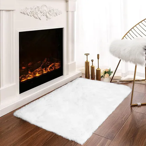 Miniatura 30 de Latepis Alfombra Pequeña Negra Esponjosa 2x3 pies Manta de Piel Sintética de Conejo Alfombra Suave Lavable Alfombras Peludas Shag para Dormitorio