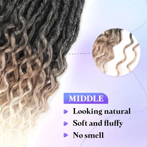Miniatura 4 de Cabello de Ganchillo Goddess Locs de 18 Pulgadas 8 Paquetes Nuevos Faux Locs Suaves Trenzas de Ganchillo Ondas Profundas Extensiones de Cabello