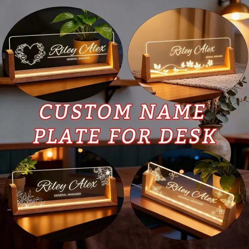 Miniatura 3 de Placa de identificación personalizada con luz para escritorio, letrero de oficina personalizado para empleados profesionales, regalos