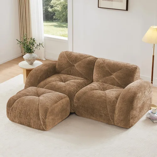 Miniatura 20 de Sofás modulares modulares de 110.6 pulgadas para sala de estar, sofá moderno de terciopelo sin hueso, no requiere montaje, cómodo sofá sin hueso