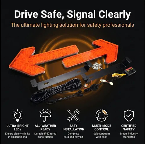 Miniatura 6 de CFLMYYXGS12V-24V Luz de señal de flecha LED impermeable ámbar con carcasa transparente para vehículos de construcción, barredoras, carros de agua