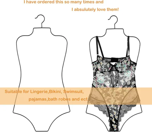 Miniatura 4 de 10Pack Negro Bikini Colgador De Cuerpo Completo Forma Metal Traje De Baño Percha