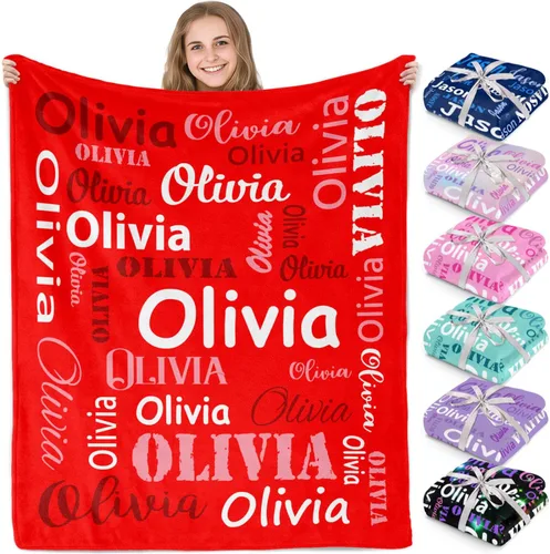 Miniatura 14 de Gudina Mantas y mantas personalizadas con nombre personalizado con nombre, manta de franela personalizada, regalos para niños, niñas, niños y bebés