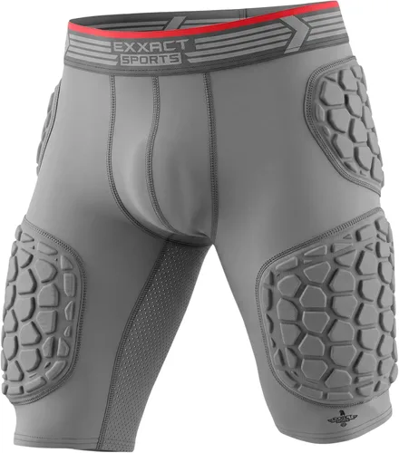 Miniatura 9 de Exxact Sports Elite - Faja de fútbol para adultos con 5 almohadillas para hombres con bolsillo para tazas, pantalones cortos de compresión