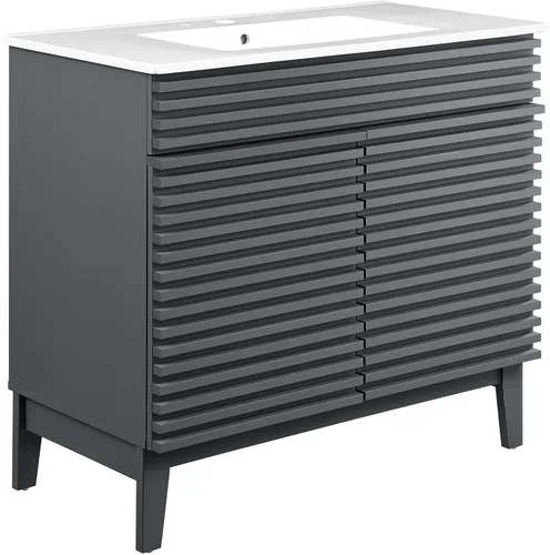 Miniatura 82 de Modway Render 23.5" tocador de baño en nogal (lavabo no incluido)
