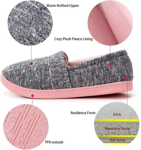 Miniatura 3 de Urbancolor Pantuflas de interior lavables con espalda cerrada para mujer, antideslizantes, transpirables, para el hogar