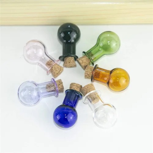 Mini Glass Bottles Ball Shape Cute Bottles with Cork Colors Vials Gift Tiny Wishing Jars Bottles Mix 7 Colors