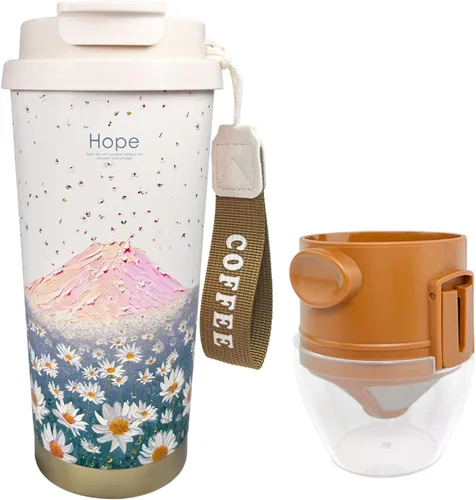 Miniatura 7 de ZK&HX LIFE Cafeteras para acampar de 13 onzas, gotero portátil para verter sobre café, para viajes, camping, oficinas, mochileros, infusor de té