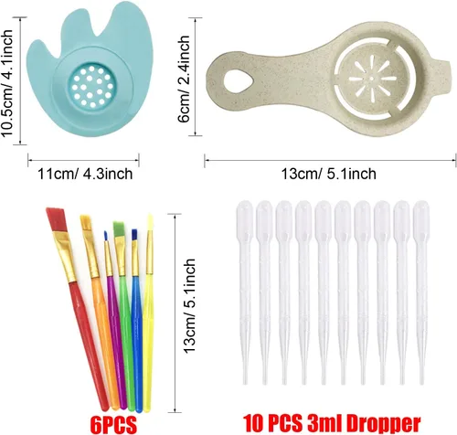 Miniatura 3 de Kit de 37 piezas de suministros de arte acrílico para verter coladores, 7 coladores de pintura de silicona de plástico, kits de herramientas