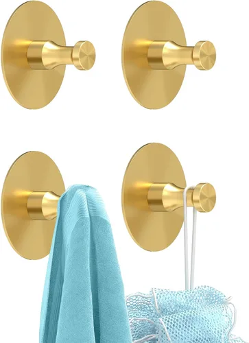 Miniatura 9 de STWWO Ganchos Adhesivos para Paredes Sin Daños 4 Piezas, Ganchos para Toallas de Aluminio Resistente con Adhesivo Fuerte para Baños para Ducha Negro