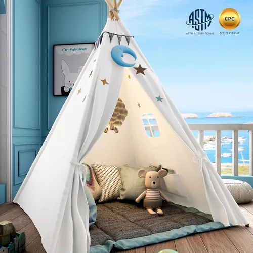 Miniatura 3 de Tienda de campaña tipi Sumerice para niños con funda de transporte, tienda de campaña plegable para niñas, juguete de casa de juegos, regalo