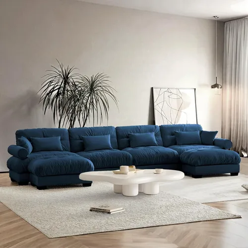 Miniatura 68 de SoarFlash Moderno sofá reclinable de terciopelo para sala de estar, sofá biplaza para apartamento, sofá de almacenamiento con marco de madera Azul