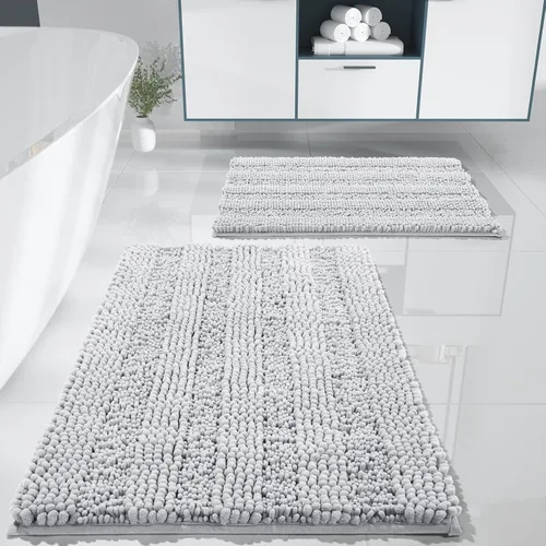 Miniatura 43 de Yimobra Juego de 2 alfombras de baño de felpilla suave y absorbente y alfombra para inodoro en forma de U, antideslizante, lavable a máquina