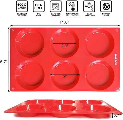 Miniatura 7 de Walfos Moldes de silicona Whoopie Pie para hornear, 2 moldes antiadherentes para magdalenas. Silicona de grado alimenticio y sin BPA, ideal