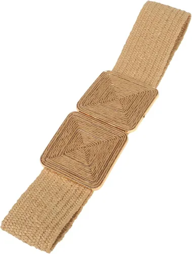 Miniatura 2 de Verdusa Cinturones de paja con hebilla simétrica para mujer, cintura elástica