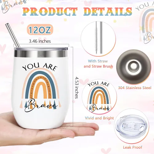 Miniatura 2 de Sieral 10 tazas inspiradoras con citas para mujeres, vaso de arcoíris de 12 onzas, a granel para apreciación de los empleados con texto en inglés
