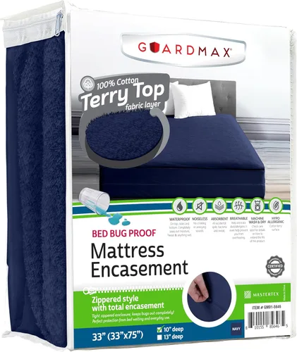 Miniatura 18 de Guardmax Funda de colchón Queen con cremallera, protector de colchón 100% impermeable, suave y absorbente de algodón de rizo superior para niños, 1