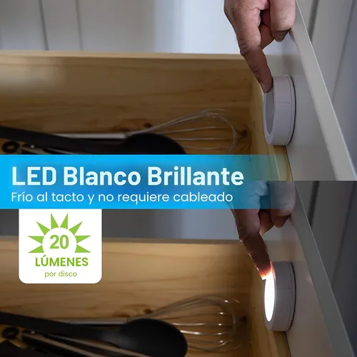 Miniatura 4 de GE Luces LED de disco activadas por tacto, 20 lúmenes, blanco, 25434