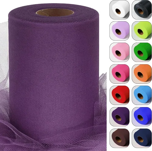 Miniatura 13 de Rollos de tela de tul verde ácido de 6 pulgadas por 100 yardas (300 pies) Cinta de tul para tutú, falda, envoltorio de regalo, decoración de boda