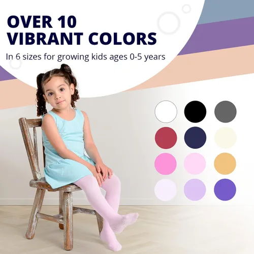 Miniatura 4 de LA ACTIVE Baby Girls Tights - Cozy Warm Cotton Winter Tights Toddler Infant Newborn Kids Stockings Non-Skid Grip