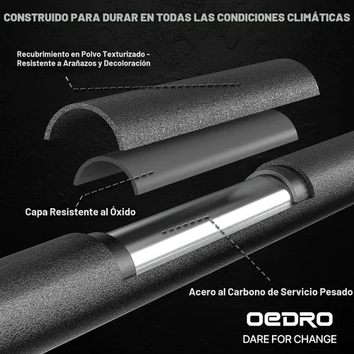 Miniatura 4 de OEDRO - Estribos con diseño de doble escalera fabricados totalmente de acero; escalones laterales atornillables recubiertos de polvo negro