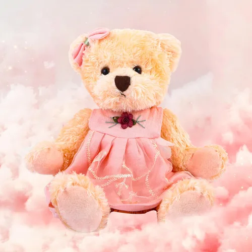 Oso de peluche pequeño en un vestido, lindo juguete de peluche suave, regalo para bebés, niños y niñas en Navidad o día de San Valentín (10