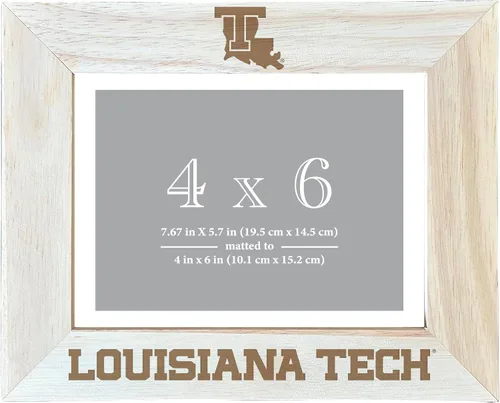 Louisiana Tech Bulldogs - Marco de fotos de madera grabado con diseño mate de 4 x 6 pulgadas, producto universitario con licencia oficial
