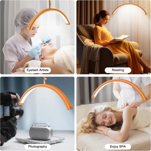 Miniatura 9 de AURELLE Half Moon Luz para Pestañas - Lámpara de Pie LED Ajustable para Pestañas con Lupa 4X y Soporte para Teléfono para Extensiones de Pestañas