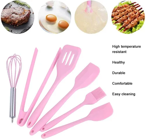 Miniatura 4 de Haofy Utensilios de cocina de silicona, juego de 6 utensilios de cocina antiadherentes resistentes al calor, kit de utensilios de cocina de silicona