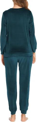 Miniatura 2 de Ekouaer Conjunto de pijama de manga larga para mujer, ropa de dormir suave de 2 piezas de terciopelo con bolsillos
