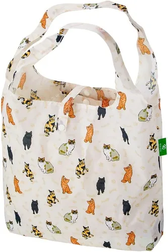 Miniatura 32 de ECO CHIC Bolsas plegables reutilizables para comestibles, bolsa de compras ligera, reciclada y reutilizable, bolsa plegable impermeable Gafas Gatos
