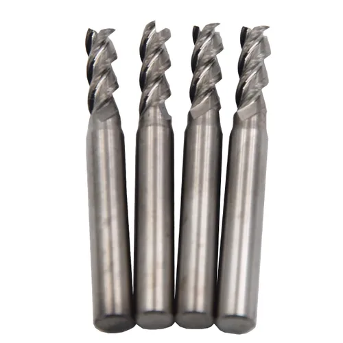 Miniatura 2 de 4 unids/lote, molino de extremo cuadrado micro plano, sin recubrimiento, dos flautas; broca de enrutador CNC de carburo de tungsteno sólido