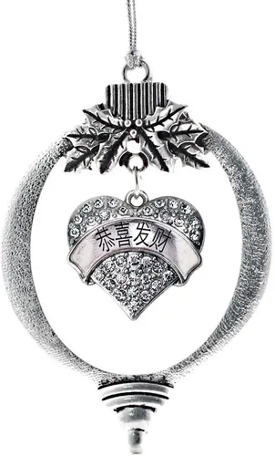Miniatura 100 de Inspired Silver - Red Merry - Adorno de Navidad plateado - Adorno de árbol de Navidad con dije de corazón con circonita cúbica - Decoración colgante