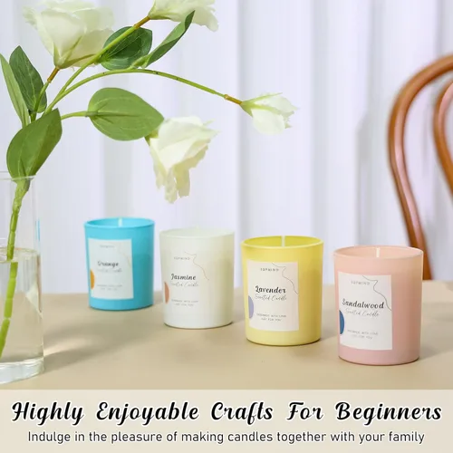 Miniatura 4 de SUPMIND Kit de fabricación de velas para adultos – Suministros para hacer velas con cera de soja, tarros grandes de 7 onzas y latas, 7 aromas