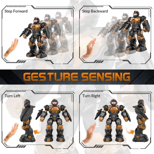 Miniatura 5 de STEMTRON Juguetes Robot para Niños, Robot de Control Remoto Programable con Detección Inteligente de Gestos, Recarga, Modo de Canto y Baile, Marrón
