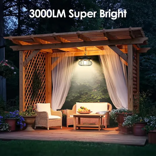 Miniatura 2 de ropelux Luz solar de cobertizo para interiores y exteriores, brillante, 2000 lúmenes, 5 modos (disponible durante el día), lámpara con 3