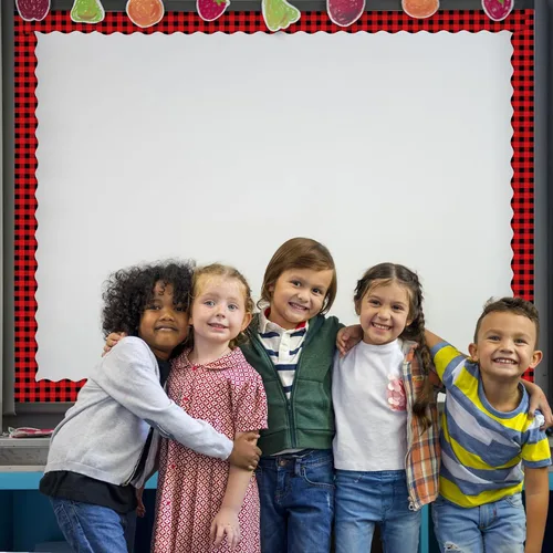 Miniatura 6 de Whaline 24 calcomanías magnéticas para tablero de anuncios de Navidad, color rojo y negro, a cuadros, para aula, Navidad, escuela, oficina, fiesta