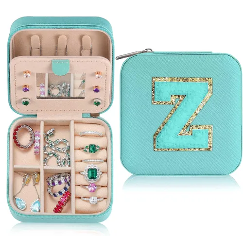 Joyero de viaje imprescindible para niñas, joyero azul para niñas, joyero para niñas, regalo de moda, joyería de viaje, joyero, organizador de