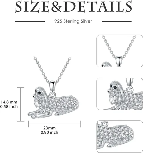 Miniatura 53 de Collares con colgante de perro de plata de ley S925 – 24 razas corgi/husky/labrador/pastor para mujer