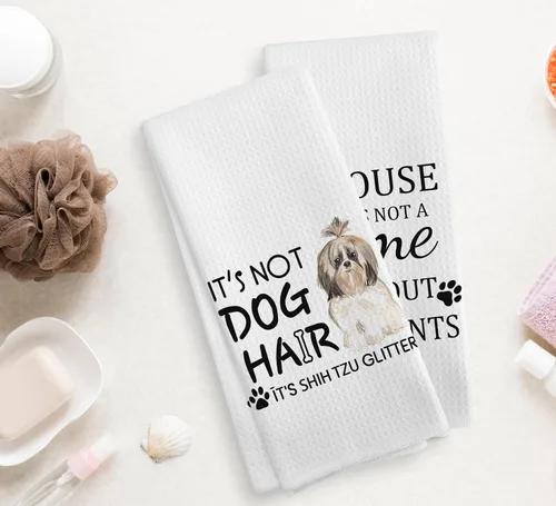 Miniatura 2 de Shih Tzu Toalla para Perro, Toallas de Cocina para Perros, Set de 2 Toallas de Cocina y Estropajos para Perros Shih Tzu, Decoración Shih Tzu, Perro