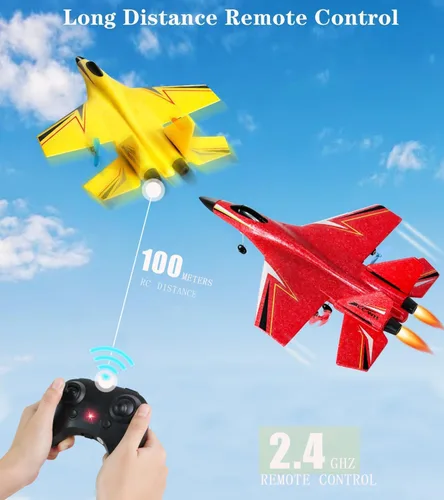 Miniatura 6 de Avión de Control Remoto para Niños, Aviones de Poliestireno RC de 2 Canales Jet Juguete Inalámbrico, Avión de Ala Delta RC para Principiantes, Azul