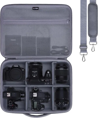 Miniatura 28 de Estuche para cámara compatible con Canon EOS Rebel T7/R50/R6 Mark II/R100/R50 V/T6/R8/R10/R5 Mark II/RP/R7/5D Mark IV/SL3/R5/T100 DSLR, lente