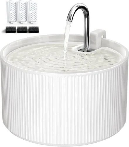 Miniatura 9 de Voluas Fuente de agua de cerámica para gatos: fuentes para gatos de 2.2L/74 oz para beber, dispensador automático de agua para mascotas con bomba