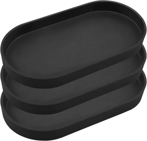 Miniatura 22 de Bandeja pequeña negra (10 pulgadas), bandeja ovalada organizadora de encimera Serving Seasoning, Salt and Pepper, Soap, Perfume, Coffee Accessory