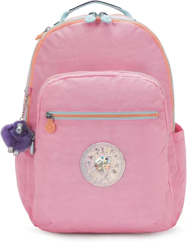 Miniatura 68 de Kipling Seoul - Mochila grande metálica para portátil de 15 pulgadas, Agua (Aqua Flowers)