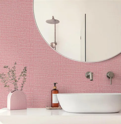 Miniatura 2 de Guvana - Papel tapiz de tela de hierba autoadhesivo, extraíble, moderno, de papel de contacto texturizado rosa, papel tapiz de lino falso engrosado